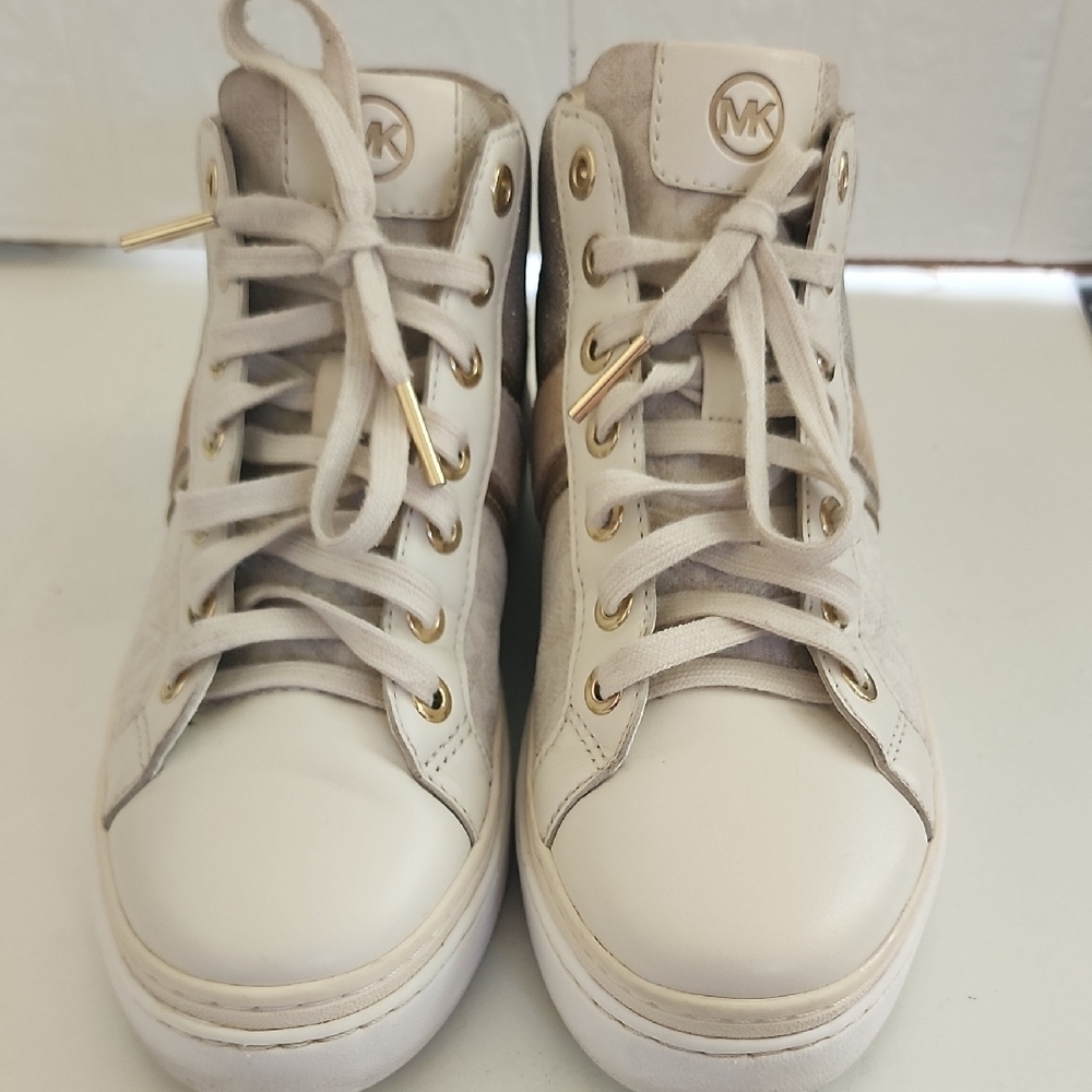 Michael Kors Women's Allie Glitter Beige Sneakers - 5M
